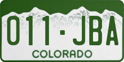 CO license plate 011JBA