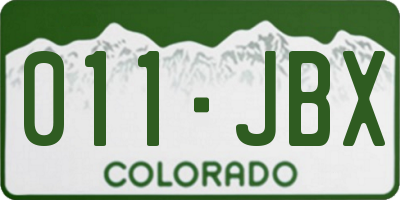 CO license plate 011JBX