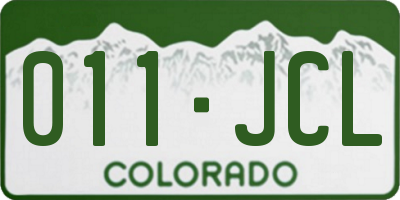 CO license plate 011JCL