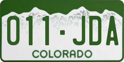 CO license plate 011JDA
