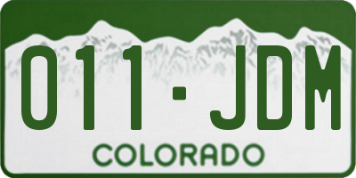 CO license plate 011JDM