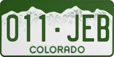 CO license plate 011JEB