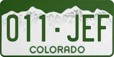 CO license plate 011JEF