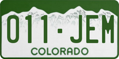 CO license plate 011JEM