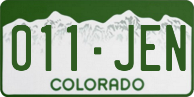 CO license plate 011JEN