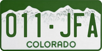 CO license plate 011JFA