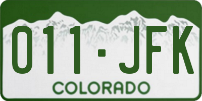 CO license plate 011JFK