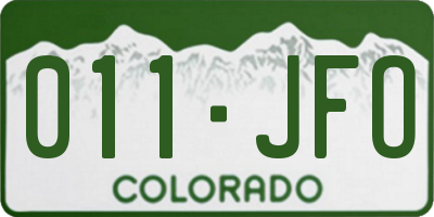 CO license plate 011JFO