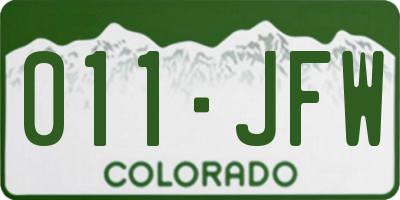 CO license plate 011JFW