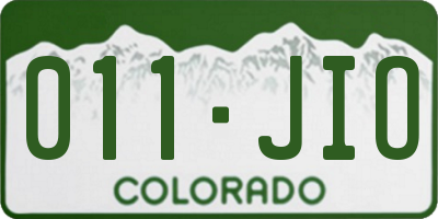 CO license plate 011JIO