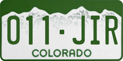 CO license plate 011JIR
