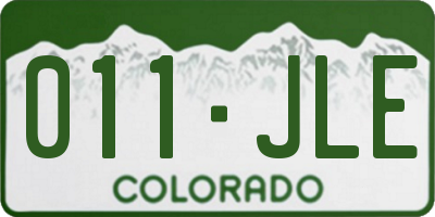 CO license plate 011JLE