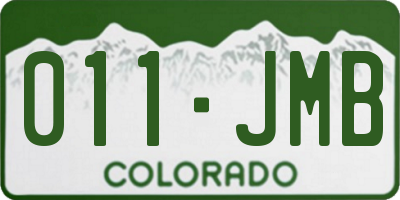 CO license plate 011JMB