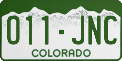CO license plate 011JNC