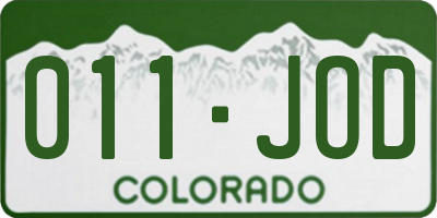 CO license plate 011JOD