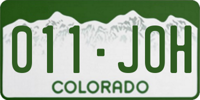 CO license plate 011JOH