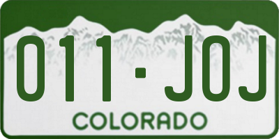 CO license plate 011JOJ