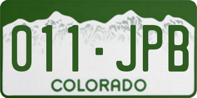 CO license plate 011JPB