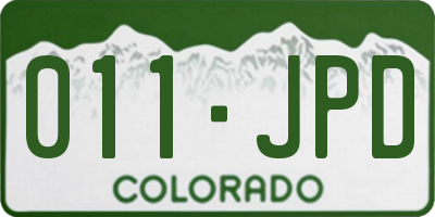 CO license plate 011JPD