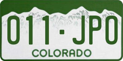 CO license plate 011JPO