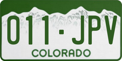 CO license plate 011JPV