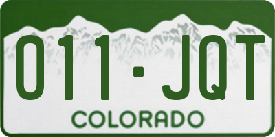 CO license plate 011JQT