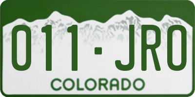 CO license plate 011JRO