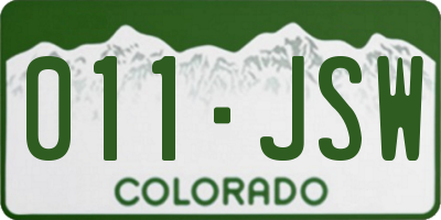 CO license plate 011JSW