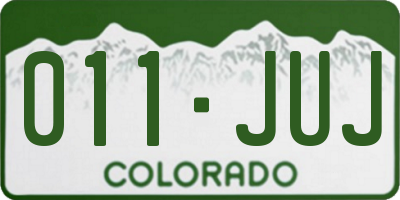 CO license plate 011JUJ