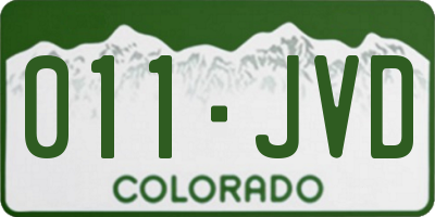 CO license plate 011JVD