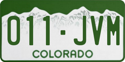 CO license plate 011JVM