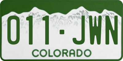 CO license plate 011JWN
