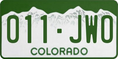 CO license plate 011JWO