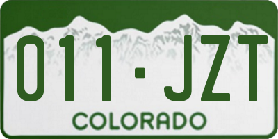 CO license plate 011JZT