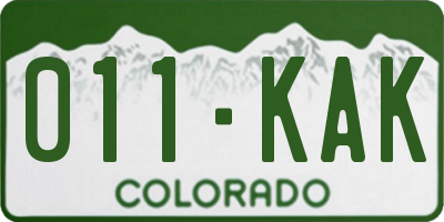 CO license plate 011KAK