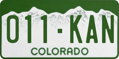 CO license plate 011KAN