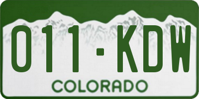CO license plate 011KDW