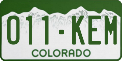 CO license plate 011KEM
