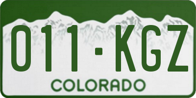 CO license plate 011KGZ