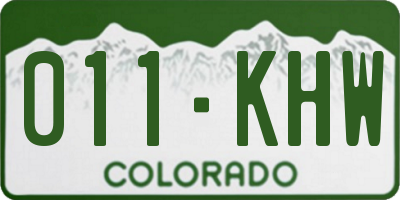 CO license plate 011KHW