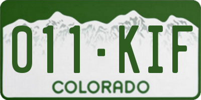 CO license plate 011KIF