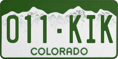 CO license plate 011KIK