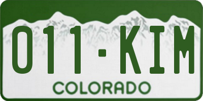 CO license plate 011KIM