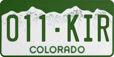CO license plate 011KIR