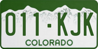 CO license plate 011KJK