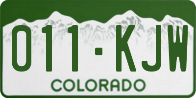 CO license plate 011KJW