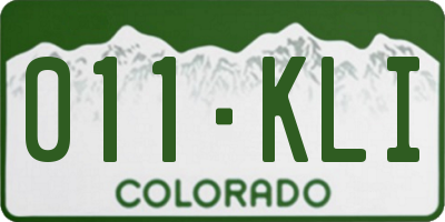 CO license plate 011KLI