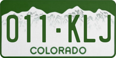 CO license plate 011KLJ