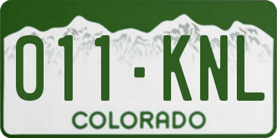 CO license plate 011KNL