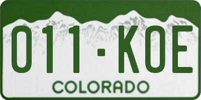 CO license plate 011KOE